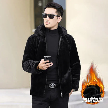 Winter thickened warm jacket middle-aged trendy business casual mink coat  lapel overcoat  short coat men's fur coat Mink fur Winter thickened warm jacket middle-aged trendy business casual mink coat  lapel overcoat  short coat men's fur coat Mink fur