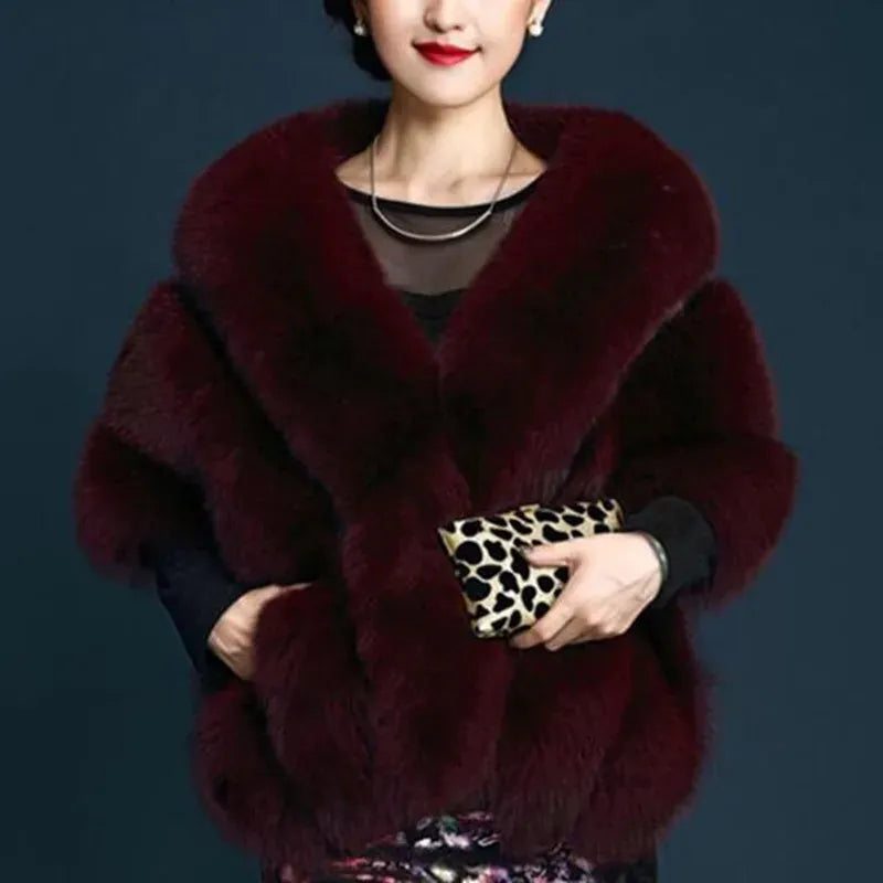 Winter Warm imitation mink women's fox fur collar shawl scarf cloak mink fur coat Bridal dress hairy large shawl cape short coat Winter Warm imitation mink women's fox fur collar shawl scarf cloak mink fur coat Bridal dress hairy large shawl cape short coat