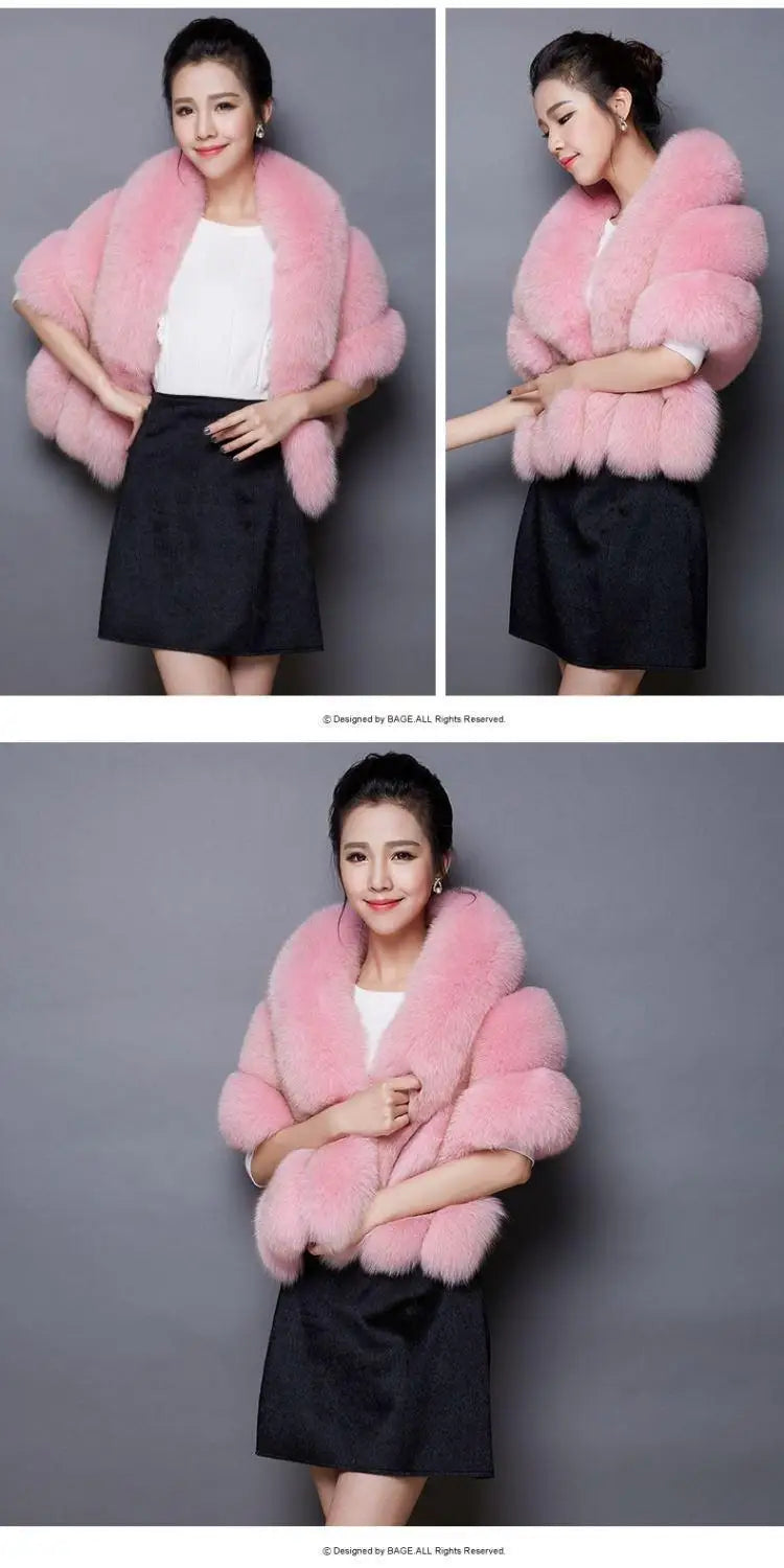 Winter Warm imitation mink women's fox fur collar shawl scarf cloak mink fur coat Bridal dress hairy large shawl cape short coat Winter Warm imitation mink women's fox fur collar shawl scarf cloak mink fur coat Bridal dress hairy large shawl cape short coat
