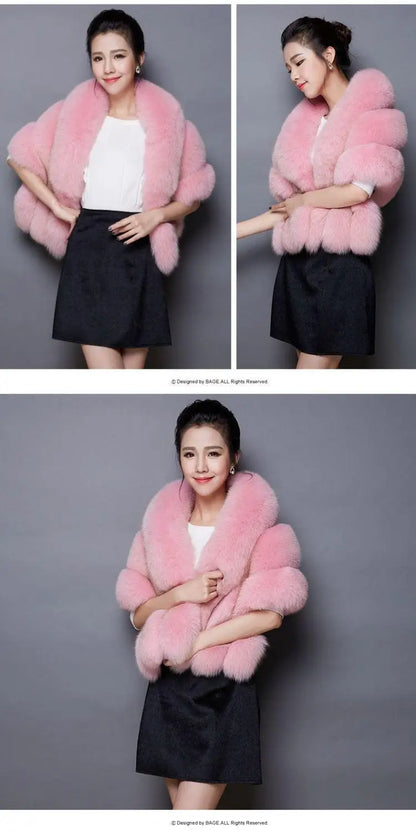 Winter Warm imitation mink women's fox fur collar shawl scarf cloak mink fur coat Bridal dress hairy large shawl cape short coat Winter Warm imitation mink women's fox fur collar shawl scarf cloak mink fur coat Bridal dress hairy large shawl cape short coat