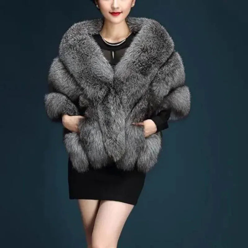 Winter Warm imitation mink women's fox fur collar shawl scarf cloak mink fur coat Bridal dress hairy large shawl cape short coat Winter Warm imitation mink women's fox fur collar shawl scarf cloak mink fur coat Bridal dress hairy large shawl cape short coat