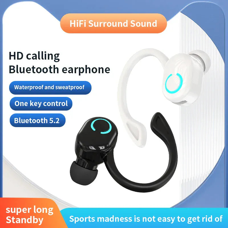 Wireless Bluetooth Earphones HIFI Bass With HD MIC Ear-Hook Earbuds Noise Cancelling Life Waterproof Game Sports Music Headsets Wireless Bluetooth Earphones HIFI Bass With HD MIC Ear-Hook Earbuds Noise Cancelling Life Waterproof Game Sports Music Headsets