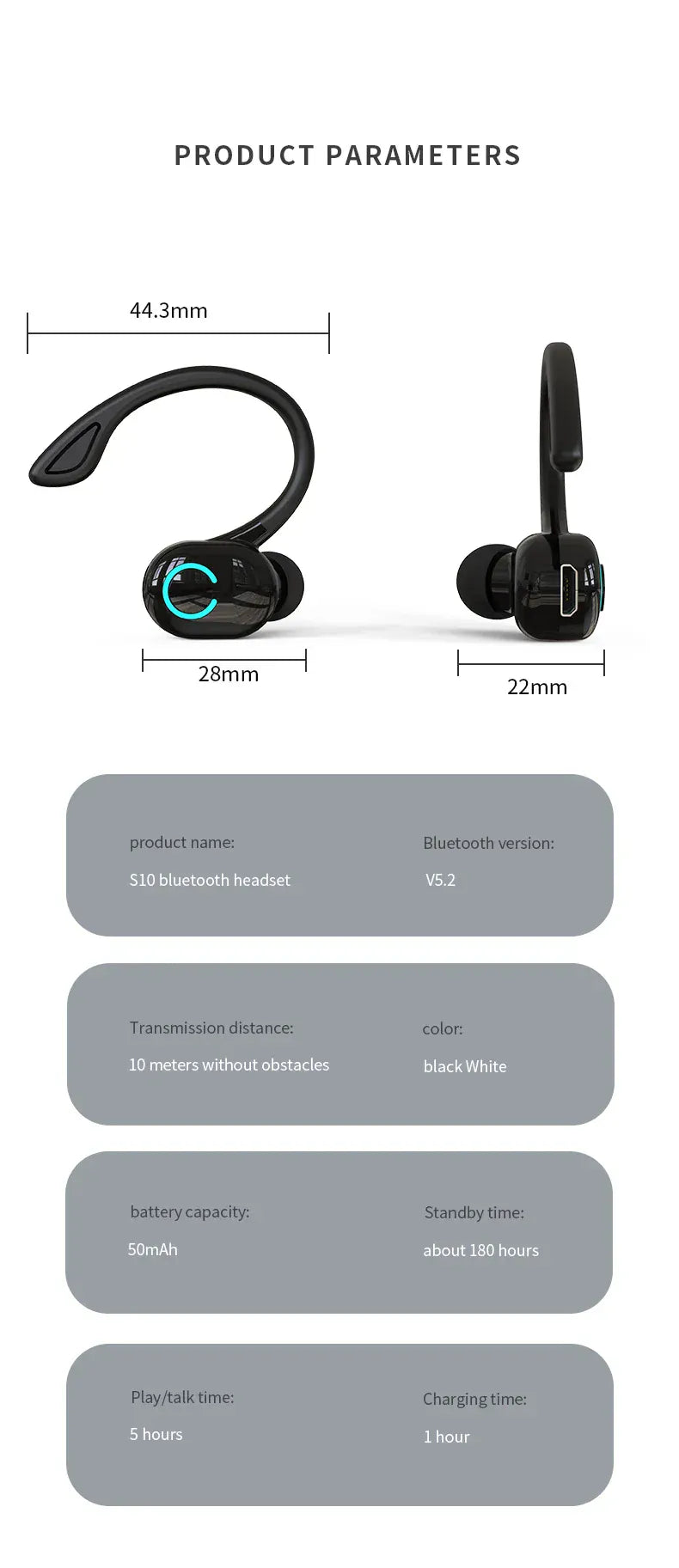 Wireless Bluetooth Earphones HIFI Bass With HD MIC Ear-Hook Earbuds Noise Cancelling Life Waterproof Game Sports Music Headsets Wireless Bluetooth Earphones HIFI Bass With HD MIC Ear-Hook Earbuds Noise Cancelling Life Waterproof Game Sports Music Headsets