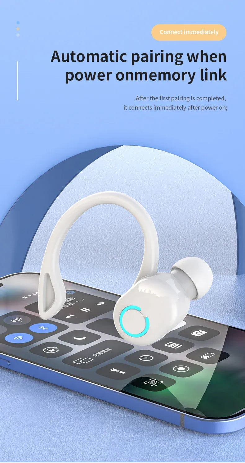 Wireless Bluetooth Earphones HIFI Bass With HD MIC Ear-Hook Earbuds Noise Cancelling Life Waterproof Game Sports Music Headsets Wireless Bluetooth Earphones HIFI Bass With HD MIC Ear-Hook Earbuds Noise Cancelling Life Waterproof Game Sports Music Headsets