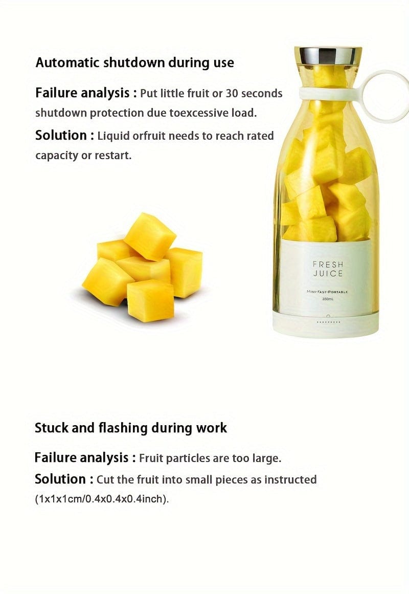 Wireless Mini Fruit Blender Juicer - 350ML Portable Electric, Perfect for On-the-Go! Wireless Mini Fruit Blender Juicer - 350ML Portable Electric, Perfect for On-the-Go!