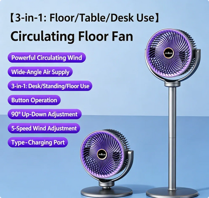 Wireless Height-Adjustable Fan USB Rechargeable Camping Travel | Wahooly Wireless Portable Fan – Height Adjustable, USB Rechargeable, High Power for Camping & Travel