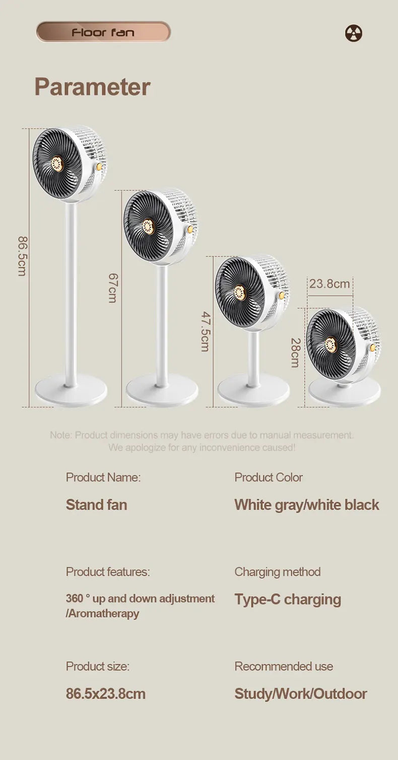 Wireless Height-Adjustable Fan USB Rechargeable Camping Travel | Wahooly Wireless Portable Fan – Height Adjustable, USB Rechargeable, High Power for Camping & Travel