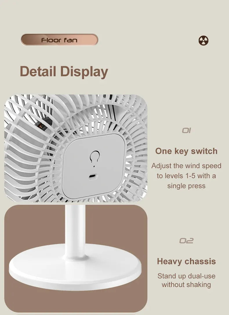 Wireless Height-Adjustable Fan USB Rechargeable Camping Travel | Wahooly Wireless Portable Fan – Height Adjustable, USB Rechargeable, High Power for Camping & Travel