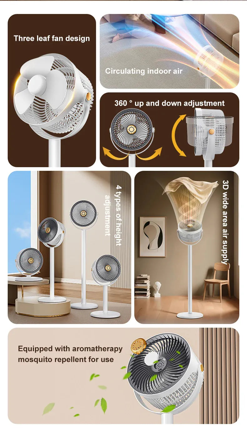 Wireless Height-Adjustable Fan USB Rechargeable Camping Travel | Wahooly Wireless Portable Fan – Height Adjustable, USB Rechargeable, High Power for Camping & Travel