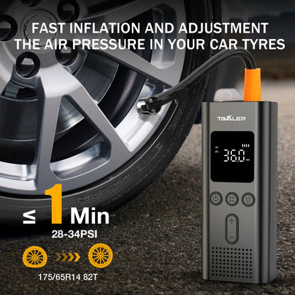Wireless Portable Tire Inflator 150PSI – Cordless Air Compressor with LCD | Wahooly Wireless Portable Tire Inflator – 150PSI Cordless Air Compressor with LCD & LED Light
