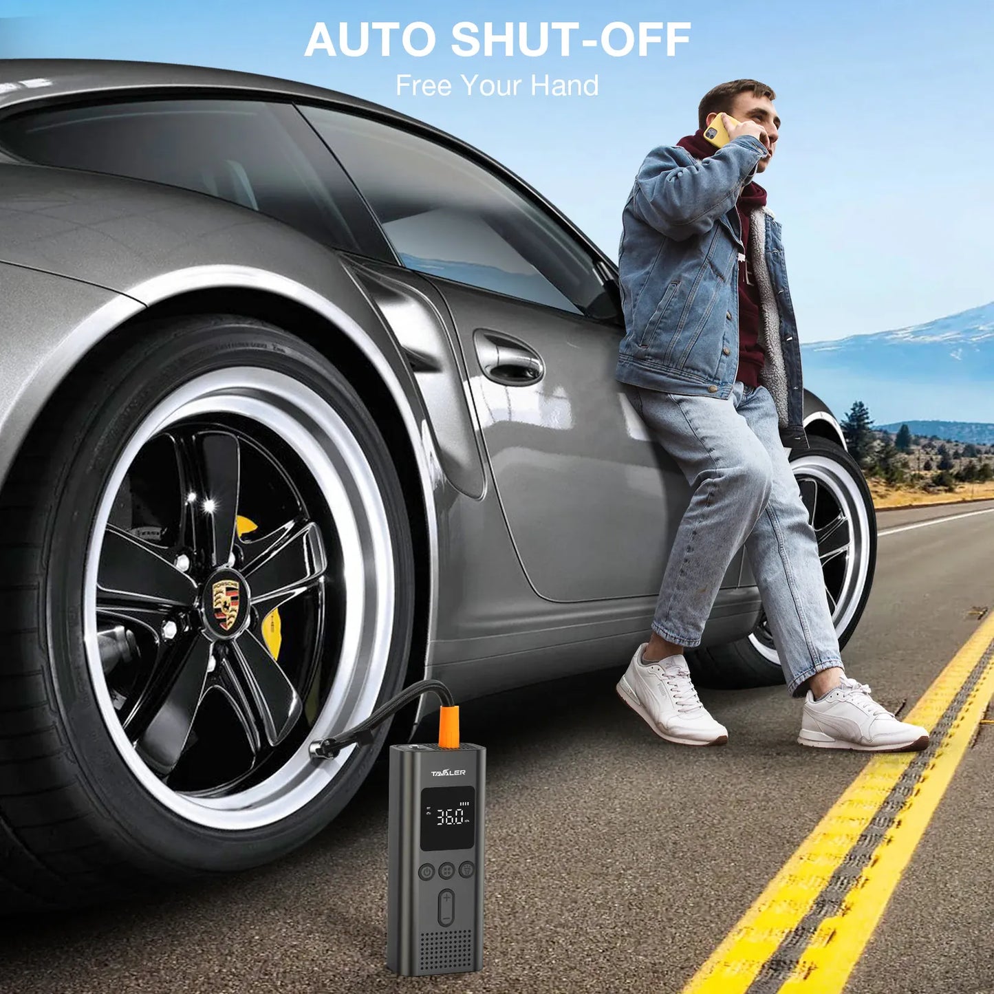 Wireless Portable Tire Inflator 150PSI – Cordless Air Compressor with LCD | Wahooly Wireless Portable Tire Inflator – 150PSI Cordless Air Compressor with LCD & LED Light