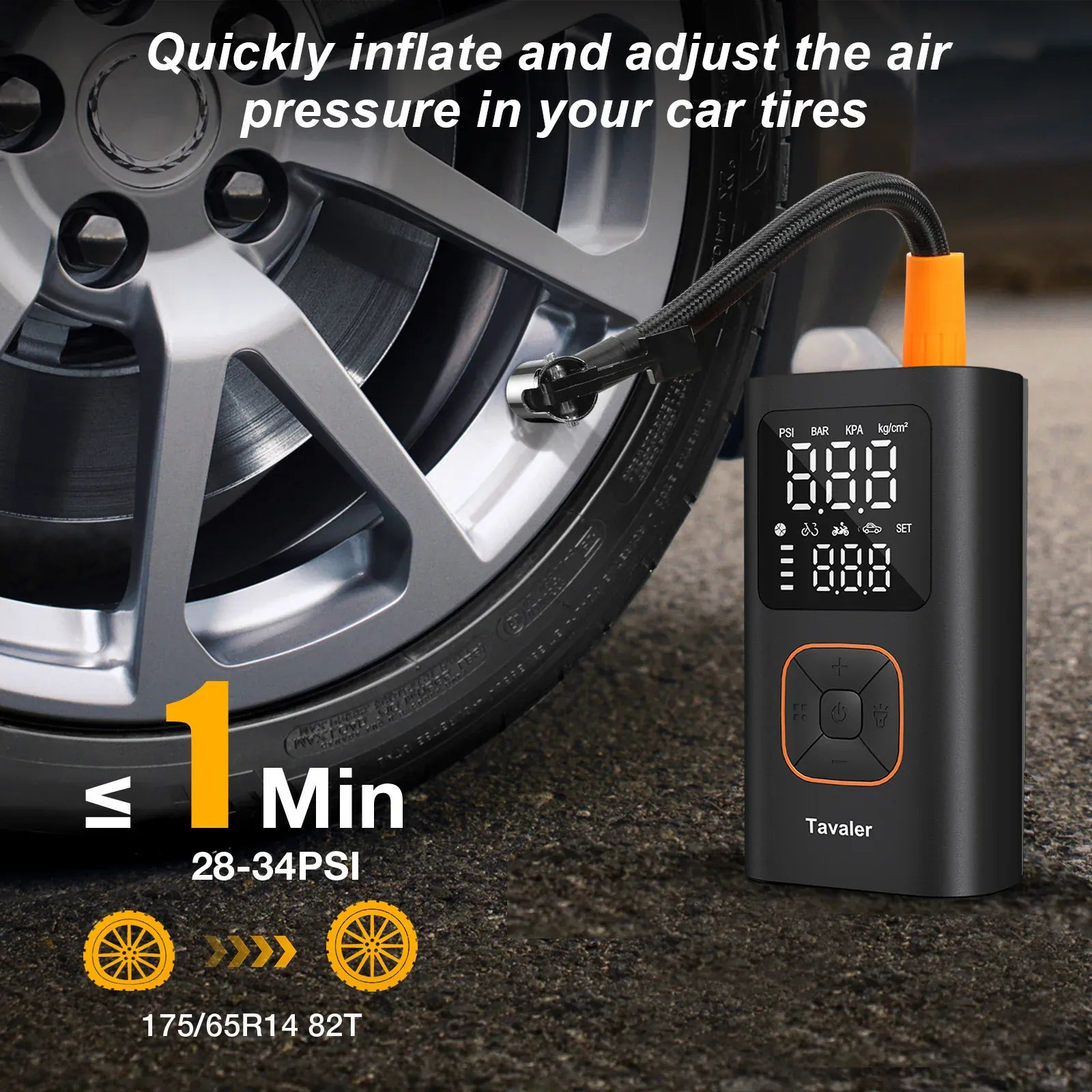 Wireless Portable Tire Inflator 150PSI – Cordless Air Compressor with LCD | Wahooly Wireless Portable Tire Inflator – 150PSI Cordless Air Compressor with LCD & LED Light