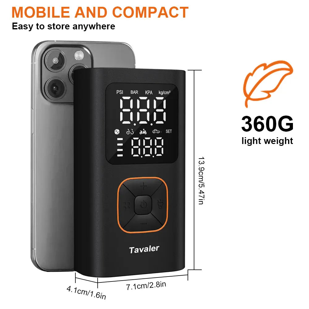 Wireless Portable Tire Inflator 150PSI – Cordless Air Compressor with LCD | Wahooly Wireless Portable Tire Inflator – 150PSI Cordless Air Compressor with LCD & LED Light
