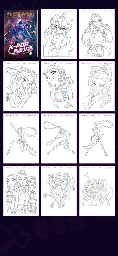 Witch hunting group kpop animation peripheral picture book peripheral coloring line draft children's album coloring painting Witch hunting group kpop animation peripheral picture book peripheral coloring line draft children's album coloring painting
