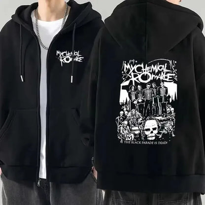 Women's Gothic Zip-Up Hoodie | Shop Wahooly Women Fashion Hoodie Jacket Coat My Chemical Romance Band (MCR) Dead Zip Hoodie Top Loose Black Parade Punk Gothic Rock Zip