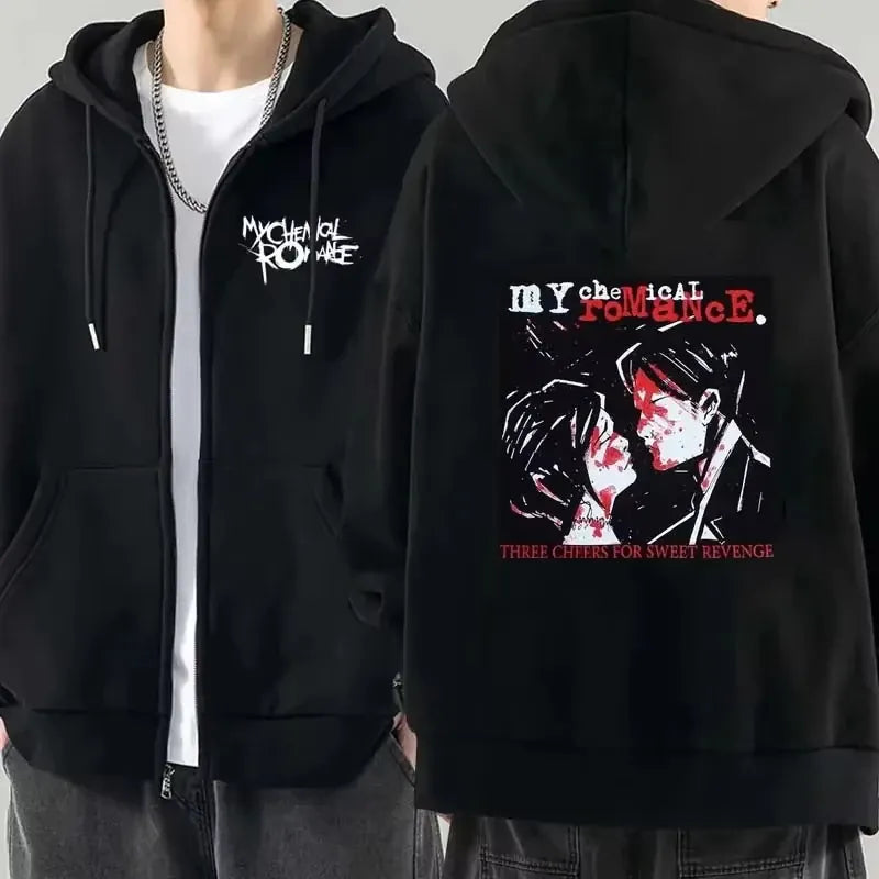 Women's Gothic Zip-Up Hoodie | Shop Wahooly Women Fashion Hoodie Jacket Coat My Chemical Romance Band (MCR) Dead Zip Hoodie Top Loose Black Parade Punk Gothic Rock Zip