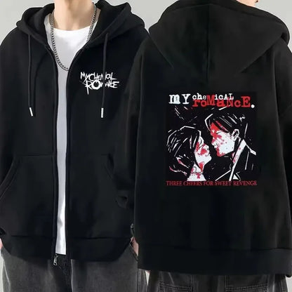 Women's Gothic Zip-Up Hoodie | Shop Wahooly Women Fashion Hoodie Jacket Coat My Chemical Romance Band (MCR) Dead Zip Hoodie Top Loose Black Parade Punk Gothic Rock Zip