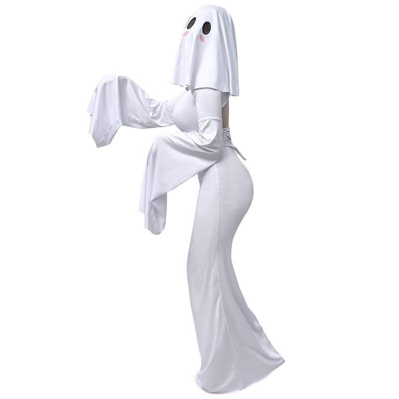 Women's Ghost Halloween Costume Dress | Elegant Backless White Gown, S–XL Women's Ghost Spirit Halloween Dress – Elegant Backless White Costume Gown | S–XL