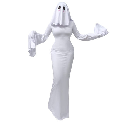 Women's Ghost Halloween Costume Dress | Elegant Backless White Gown, S–XL Women's Ghost Spirit Halloween Dress – Elegant Backless White Costume Gown | S–XL