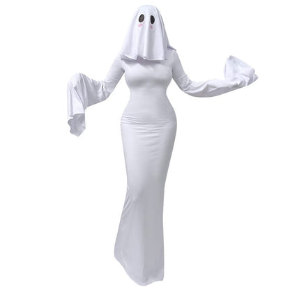 Women's Ghost Halloween Costume Dress | Elegant Backless White Gown, S–XL Women's Ghost Spirit Halloween Dress – Elegant Backless White Costume Gown | S–XL