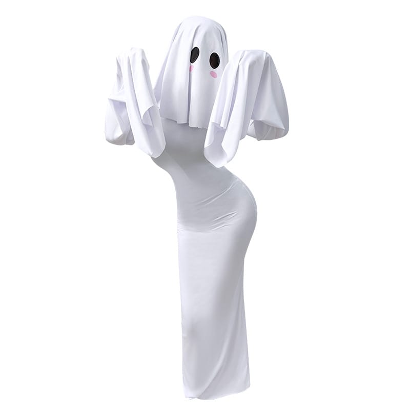 Women's Ghost Halloween Costume Dress | Elegant Backless White Gown, S–XL Women's Ghost Spirit Halloween Dress – Elegant Backless White Costume Gown | S–XL