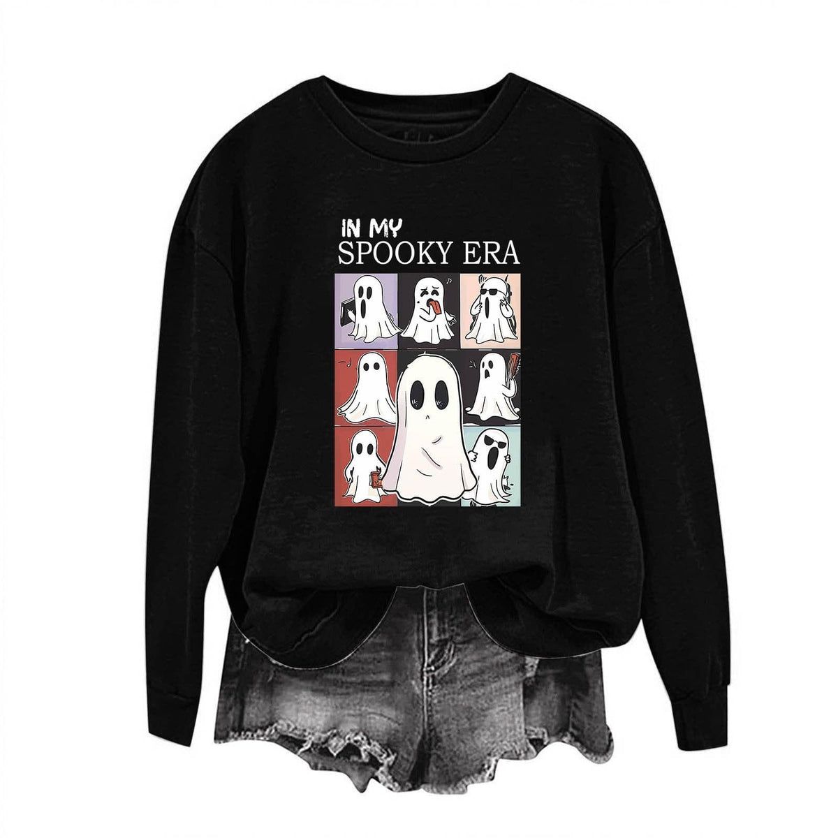 Women's Halloween Ghost Sweatshirt | Cute Fall Pullover S–XXL | 7 Colors Women's Halloween Ghost Sweatshirt – Cute Spooky Pullover for Fall