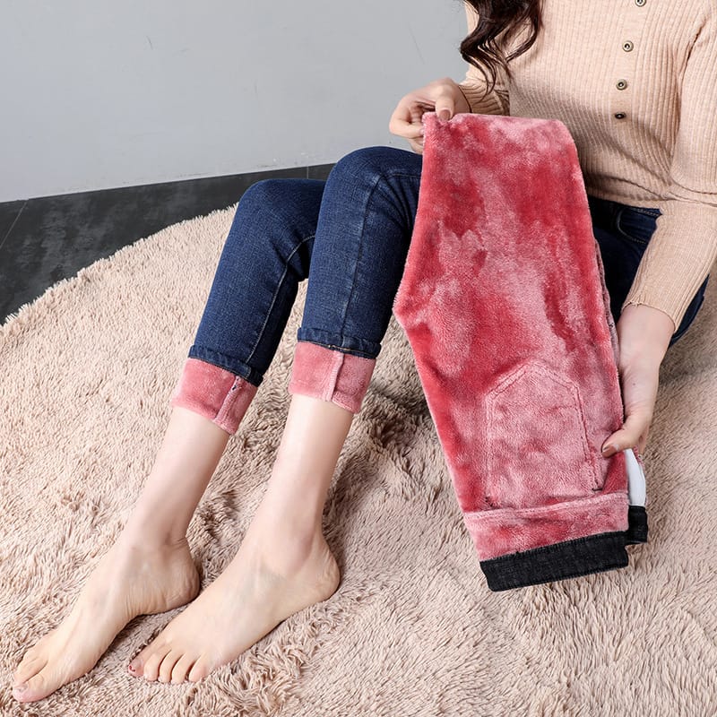 Women's High Waist Fleece-Lined Slim Jeans | Warm Pencil Pants Sizes 25–32 Women's High Waist Fleece-Lined Slim Jeans – Warm, Stretchy Pencil Pants
