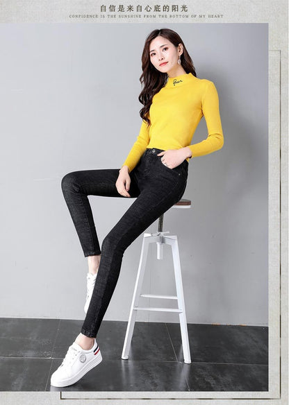 Women's High Waist Fleece-Lined Slim Jeans | Warm Pencil Pants Sizes 25–32 Women's High Waist Fleece-Lined Slim Jeans – Warm, Stretchy Pencil Pants