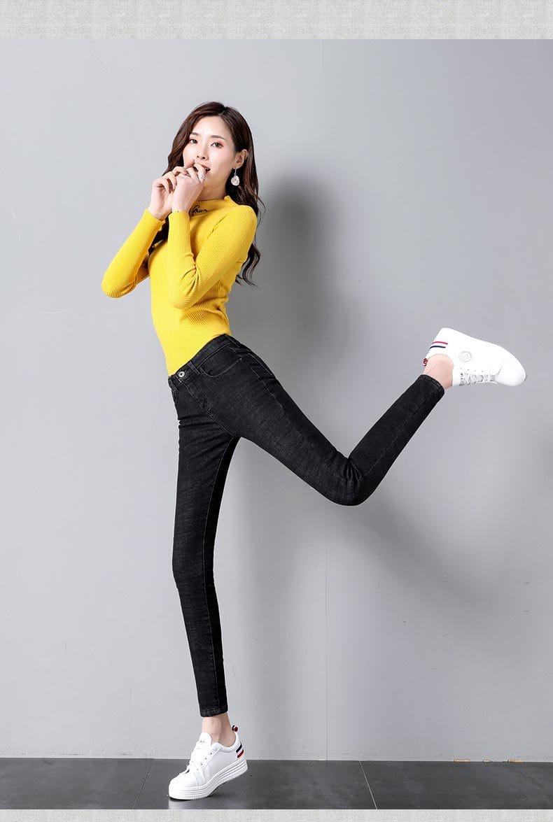 Women's High Waist Fleece-Lined Slim Jeans | Warm Pencil Pants Sizes 25–32 Women's High Waist Fleece-Lined Slim Jeans – Warm, Stretchy Pencil Pants