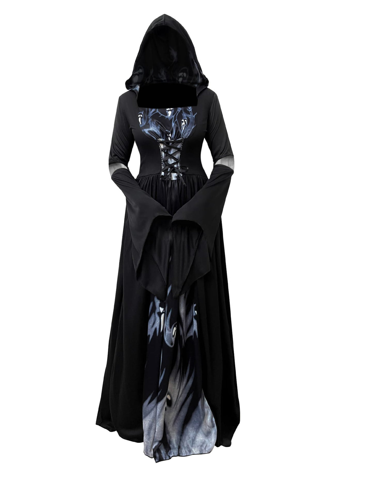 Women's Hooded Skeleton Witch Dress | Halloween & Cosplay Costume S–2XL Women's Hooded Skeleton Witch Dress – Halloween & Cosplay Costume S–2XL