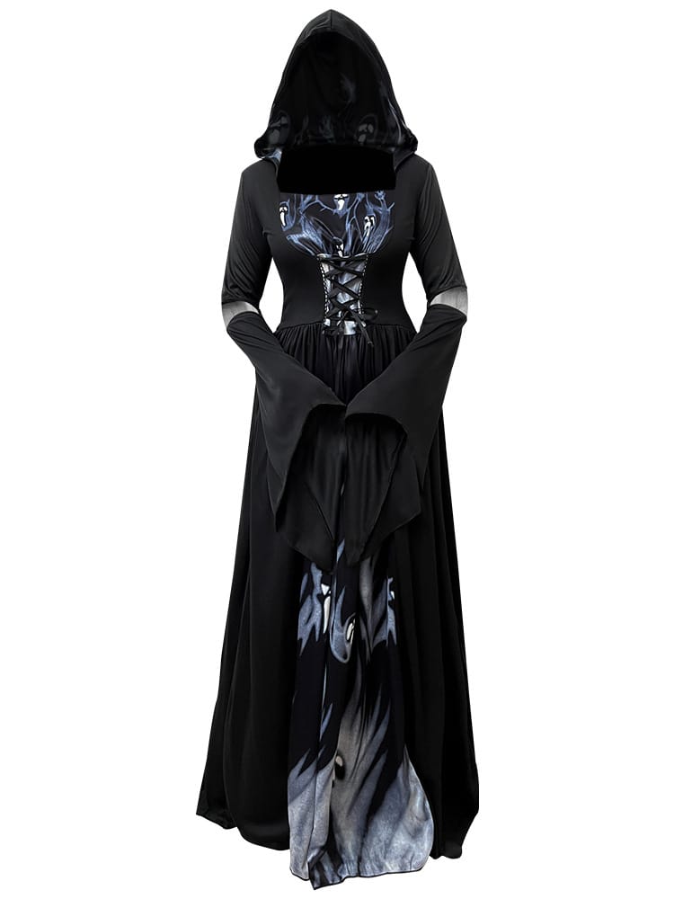 Women's Hooded Skeleton Witch Dress | Halloween & Cosplay Costume S–2XL Women's Hooded Skeleton Witch Dress – Halloween & Cosplay Costume S–2XL