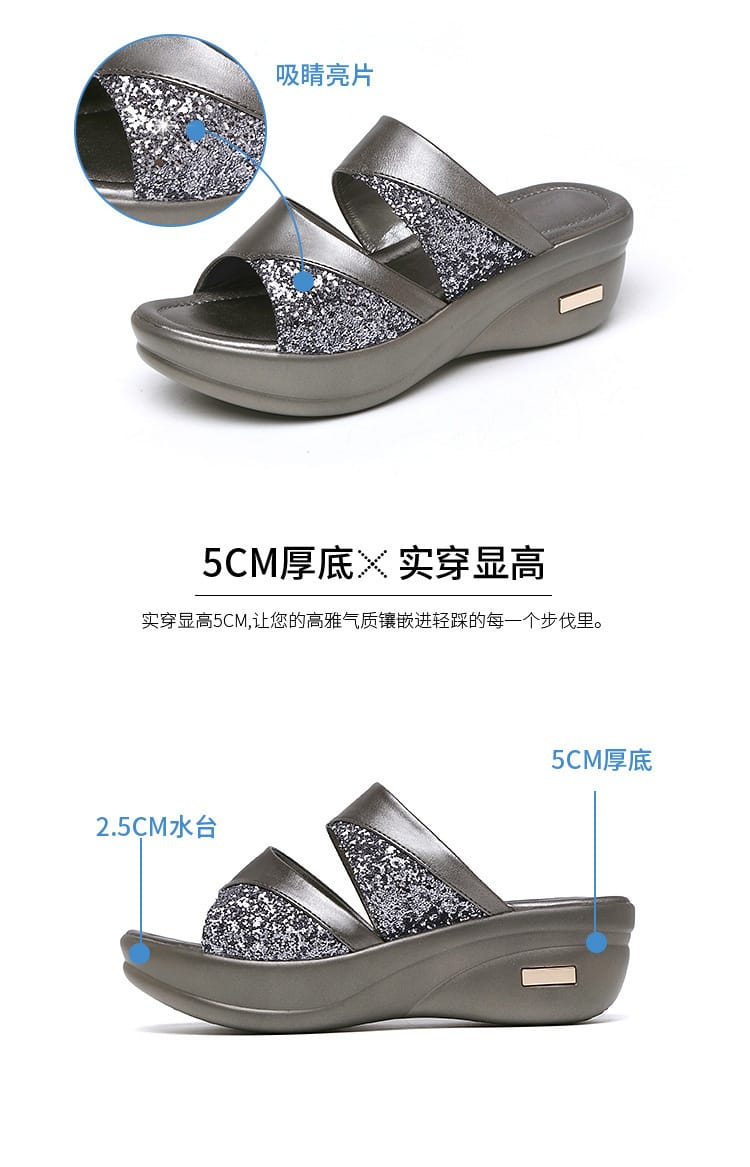Women's Platform Wedge Sandals | Open Toe Thick Sole Summer Shoes – Sizes 35–43 Women's Platform Wedge Sandals – Open Toe Thick Sole Summer Shoes | Gray & Gold