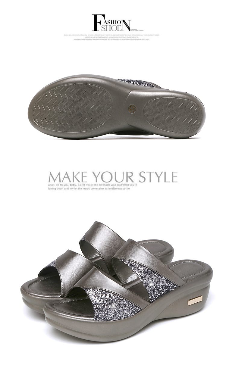Women's Platform Wedge Sandals | Open Toe Thick Sole Summer Shoes – Sizes 35–43 Women's Platform Wedge Sandals – Open Toe Thick Sole Summer Shoes | Gray & Gold