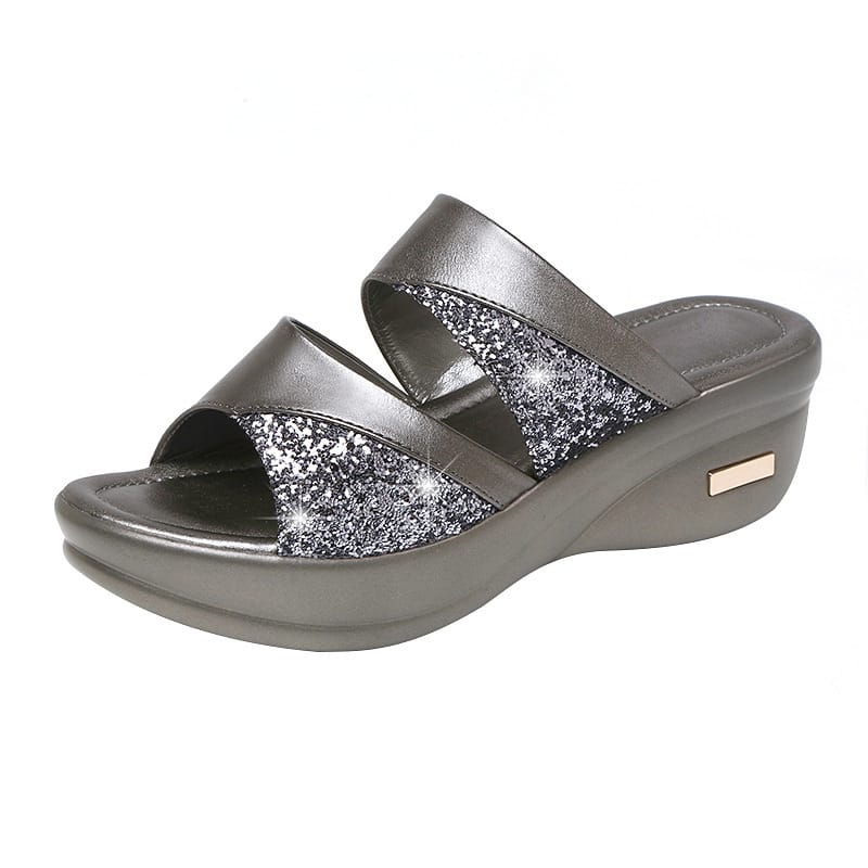 Women's Platform Wedge Sandals | Open Toe Thick Sole Summer Shoes – Sizes 35–43 Women's Platform Wedge Sandals – Open Toe Thick Sole Summer Shoes | Gray & Gold