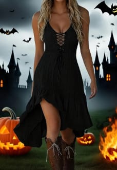 Women's Retro Western Halloween Suspender Dress | 6 Colors, Sizes S–XXL Women's Retro Western Halloween Suspender Dress – Vintage Carnival Strap Dress | 6 Colors, S–XXL