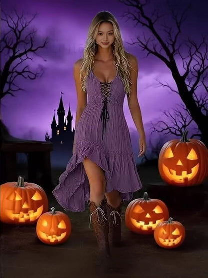Women's Retro Western Halloween Suspender Dress | 6 Colors, Sizes S–XXL Women's Retro Western Halloween Suspender Dress – Vintage Carnival Strap Dress | 6 Colors, S–XXL
