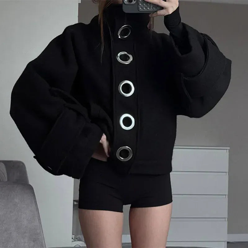 Women's Y2K Striped Zip-Up Hoodie | Shop Wahooly Women's Y2K Striped Zip-Up Hoodie with Pockets