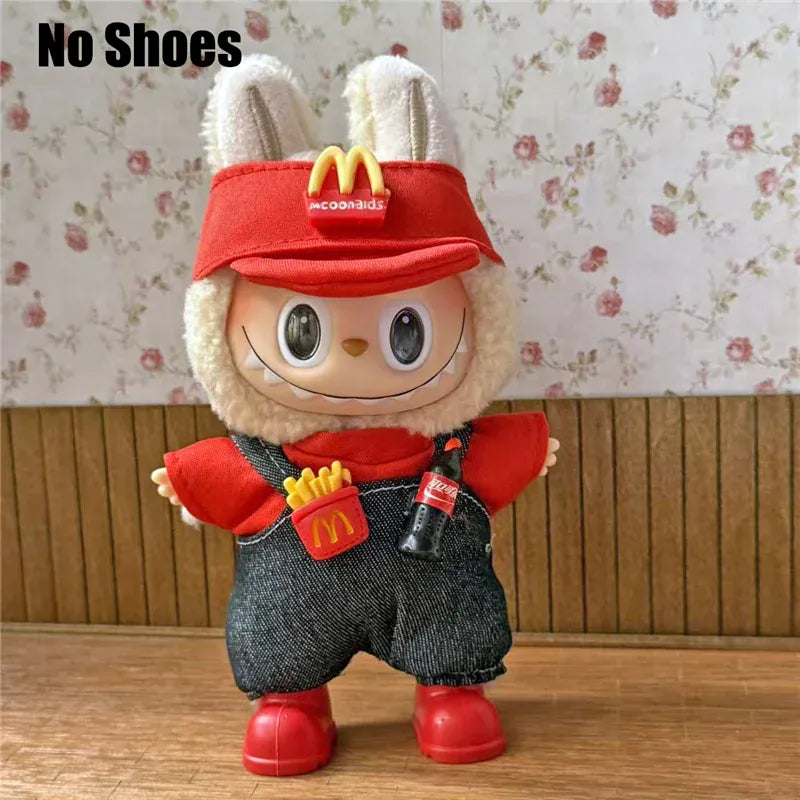 Workwear Outfit Clothes For Labubu Doll Fast Food French Fries Hamburgers Fahsion Coffee Apron Cosplay Clothing Accessories Workwear Outfit Clothes For Labubu Doll Fast Food French Fries Hamburgers Fahsion Coffee Apron Cosplay Clothing Accessories