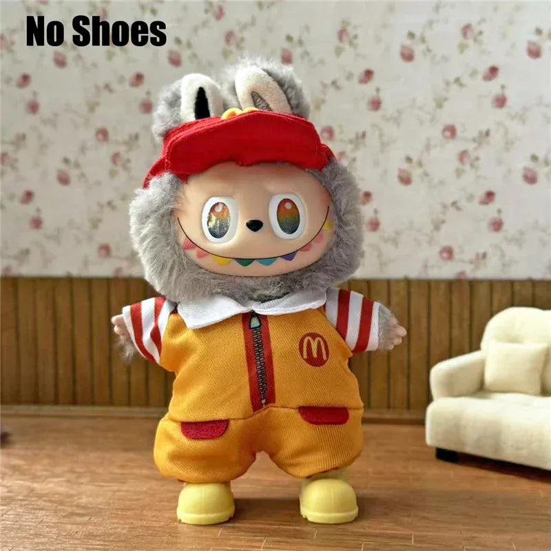 Workwear Outfit Clothes For Labubu Doll Fast Food French Fries Hamburgers Fahsion Coffee Apron Cosplay Clothing Accessories Workwear Outfit Clothes For Labubu Doll Fast Food French Fries Hamburgers Fahsion Coffee Apron Cosplay Clothing Accessories