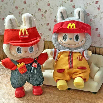 Workwear Outfit Clothes For Labubu Doll Fast Food French Fries Hamburgers Fahsion Coffee Apron Cosplay Clothing Accessories Workwear Outfit Clothes For Labubu Doll Fast Food French Fries Hamburgers Fahsion Coffee Apron Cosplay Clothing Accessories