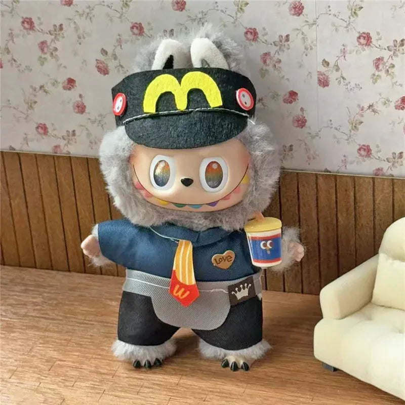 Workwear Outfit Clothes For Labubu Doll Fast Food French Fries Hamburgers Fahsion Coffee Apron Cosplay Clothing Accessories Workwear Outfit Clothes For Labubu Doll Fast Food French Fries Hamburgers Fahsion Coffee Apron Cosplay Clothing Accessories