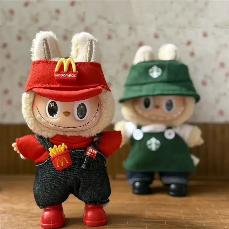 Workwear Outfit Clothes For Labubu Doll Fast Food French Fries Hamburgers Fahsion Coffee Apron Cosplay Clothing Accessories Workwear Outfit Clothes For Labubu Doll Fast Food French Fries Hamburgers Fahsion Coffee Apron Cosplay Clothing Accessories