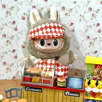 Workwear Outfit Clothes For Labubu Doll Fast Food French Fries Hamburgers Fahsion Coffee Apron Cosplay Clothing Accessories Workwear Outfit Clothes For Labubu Doll Fast Food French Fries Hamburgers Fahsion Coffee Apron Cosplay Clothing Accessories