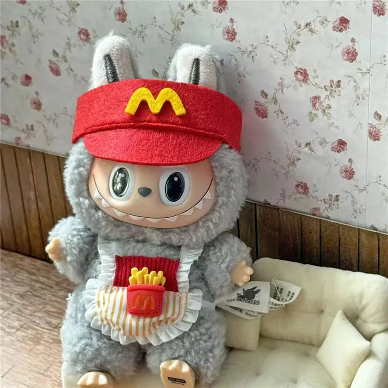 Workwear Outfit Clothes For Labubu Doll Fast Food French Fries Hamburgers Fahsion Coffee Apron Cosplay Clothing Accessories Workwear Outfit Clothes For Labubu Doll Fast Food French Fries Hamburgers Fahsion Coffee Apron Cosplay Clothing Accessories