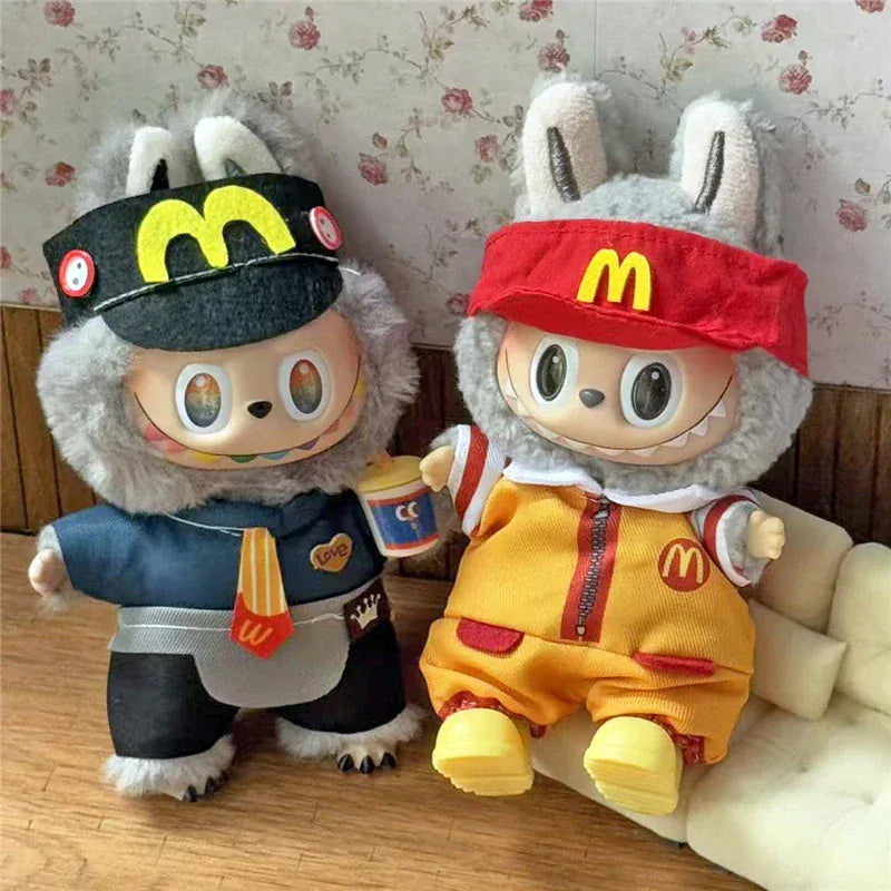 Workwear Outfit Clothes For Labubu Doll Fast Food French Fries Hamburgers Fahsion Coffee Apron Cosplay Clothing Accessories Workwear Outfit Clothes For Labubu Doll Fast Food French Fries Hamburgers Fahsion Coffee Apron Cosplay Clothing Accessories