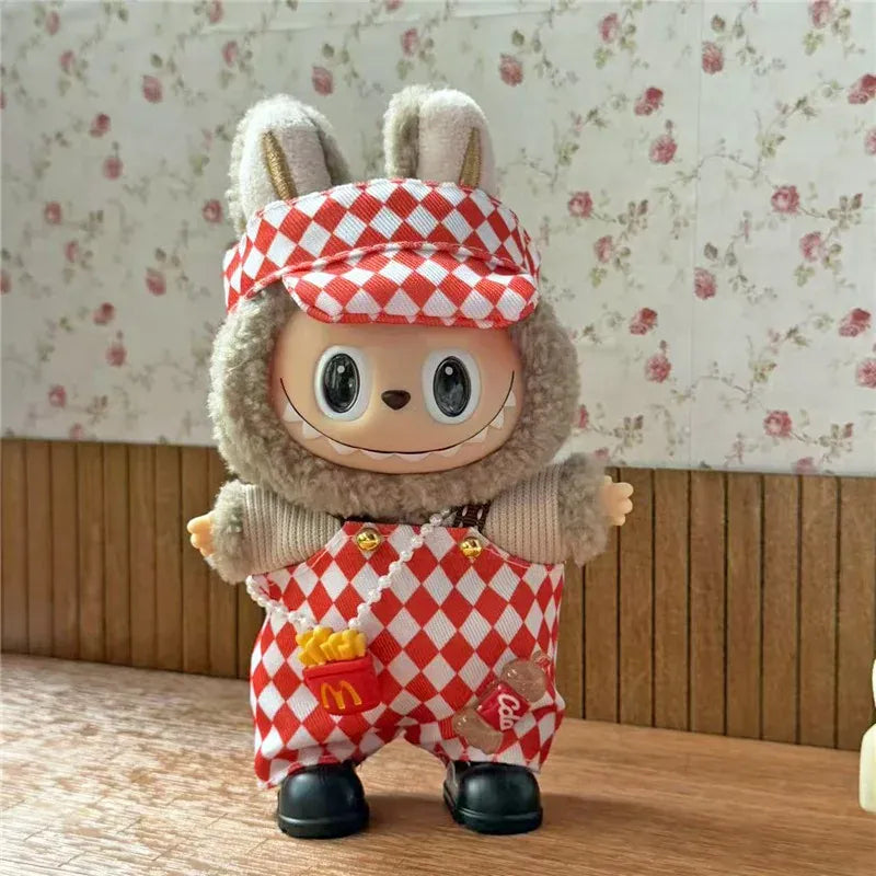 Workwear Outfit Clothes For Labubu Doll Fast Food French Fries Hamburgers Fahsion Coffee Apron Cosplay Clothing Accessories Workwear Outfit Clothes For Labubu Doll Fast Food French Fries Hamburgers Fahsion Coffee Apron Cosplay Clothing Accessories