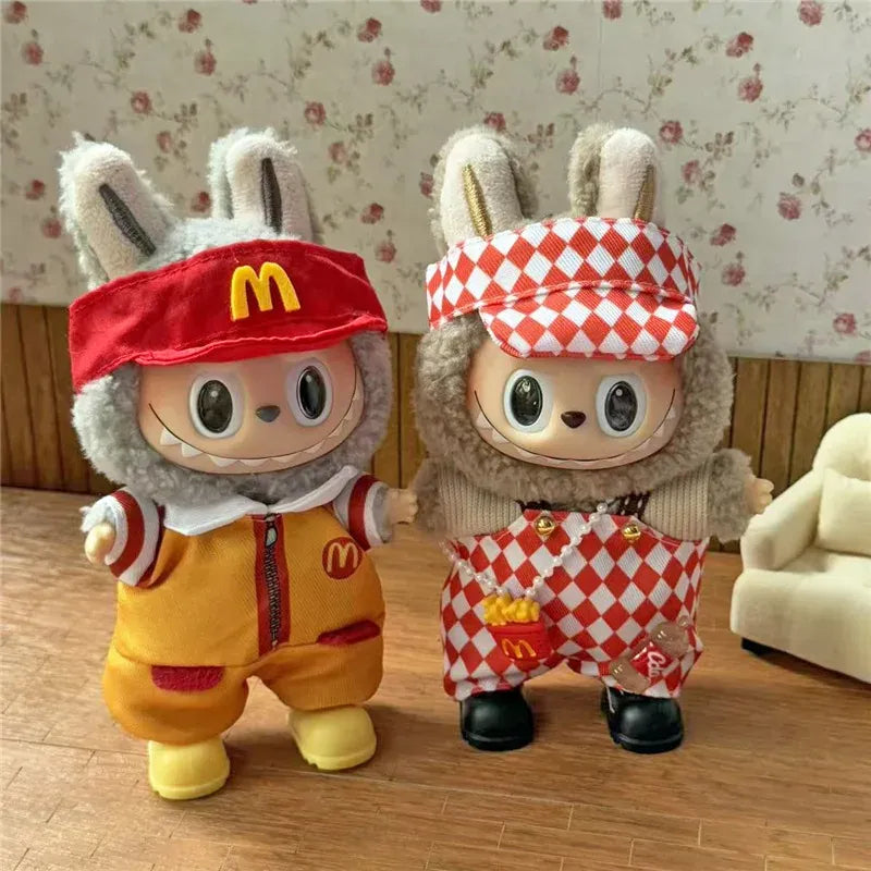 Workwear Outfit Clothes For Labubu Doll Fast Food French Fries Hamburgers Fahsion Coffee Apron Cosplay Clothing Accessories Workwear Outfit Clothes For Labubu Doll Fast Food French Fries Hamburgers Fahsion Coffee Apron Cosplay Clothing Accessories