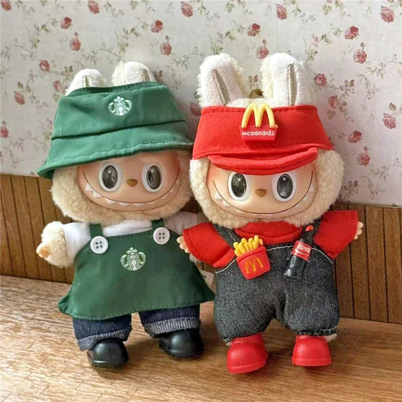 Workwear Outfit Clothes For Labubu Doll Fast Food French Fries Hamburgers Fahsion Coffee Apron Cosplay Clothing Accessories Workwear Outfit Clothes For Labubu Doll Fast Food French Fries Hamburgers Fahsion Coffee Apron Cosplay Clothing Accessories