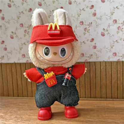 Workwear Outfit Clothes For Labubu Doll Fast Food French Fries Hamburgers Fahsion Coffee Apron Cosplay Clothing Accessories Workwear Outfit Clothes For Labubu Doll Fast Food French Fries Hamburgers Fahsion Coffee Apron Cosplay Clothing Accessories