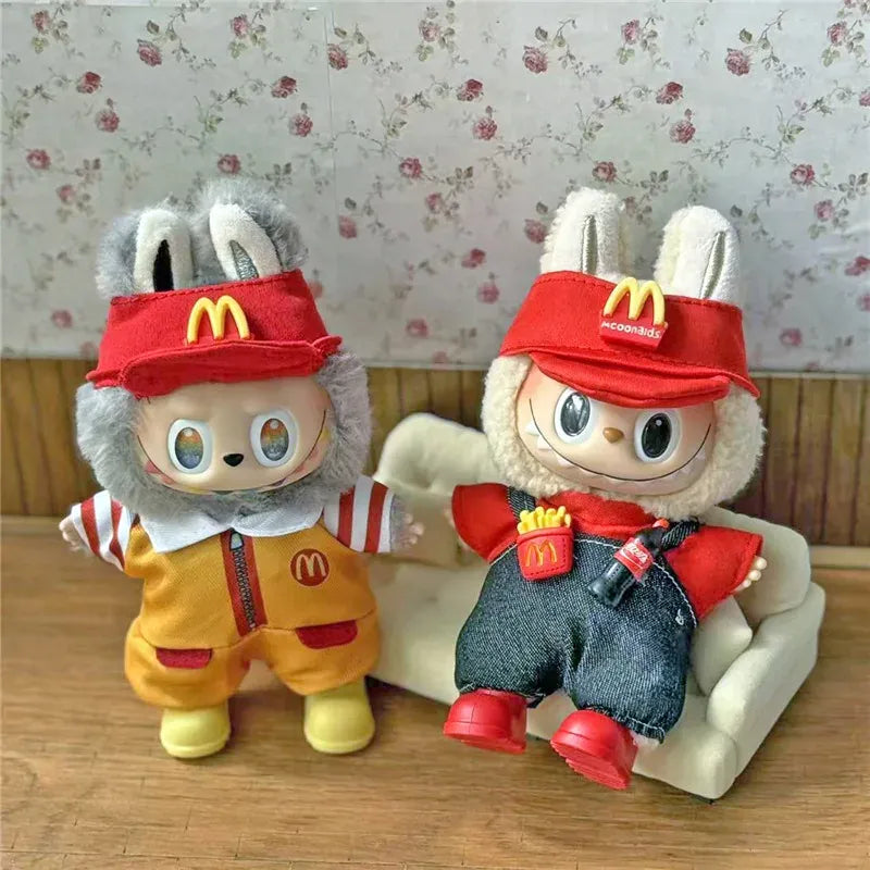 Workwear Outfit Clothes For Labubu Doll Fast Food French Fries Hamburgers Fahsion Coffee Apron Cosplay Clothing Accessories Workwear Outfit Clothes For Labubu Doll Fast Food French Fries Hamburgers Fahsion Coffee Apron Cosplay Clothing Accessories